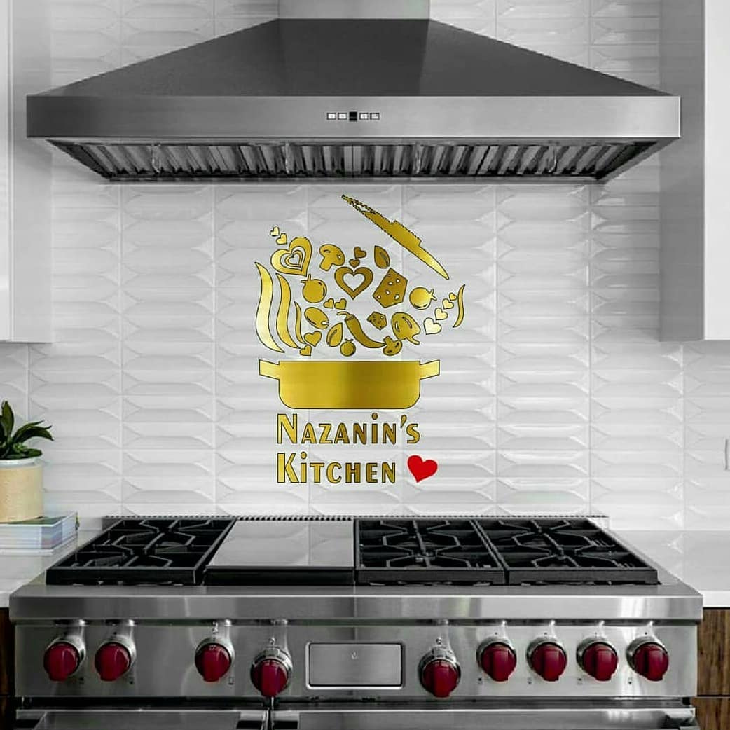انواع برچسب برای آشپزخانه خانه نو عروس طرح قابلمه تابه استیکر دیواری طرح  قابلمه و سبزیجات 